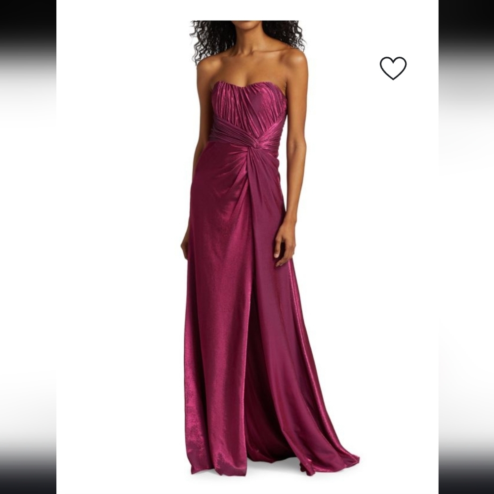 Rene Ruiz Draped Knot Strapless Elegant ‎ Magenta Gown